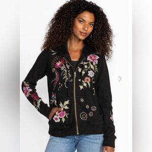 Johnny Was Metallic Thermal Zip Up Hoodie